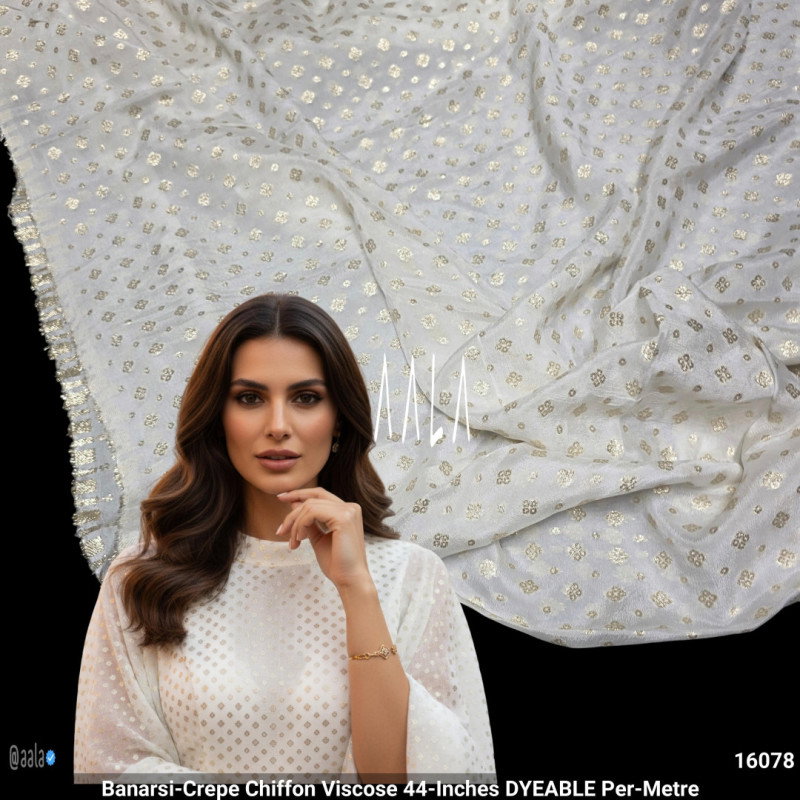 Banarsi-Crepe Chiffon Viscose 44-Inches DYEABLE Per-Metre