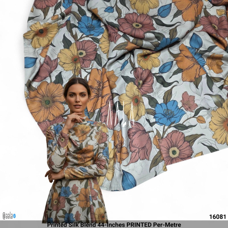 Printed Silk Blend 44-Inches PRINTED Per-Metre