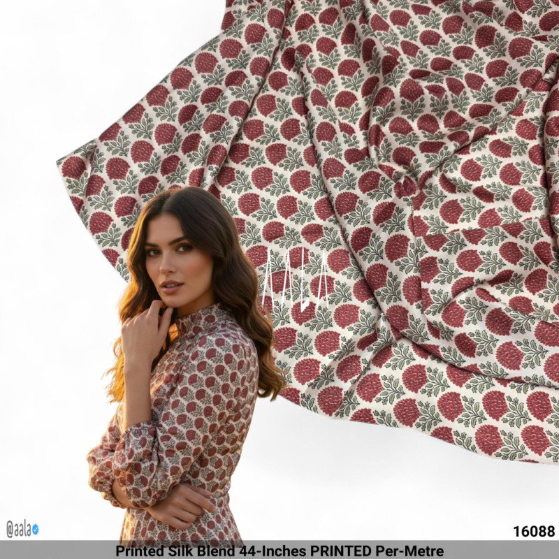 Printed Silk Blend 44-Inches PRINTED Per-Metre