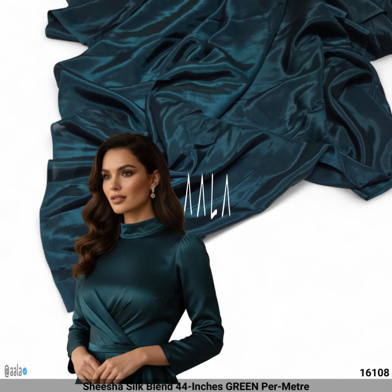 Sheesha Silk Blend 44-Inches GREEN Per-Metre