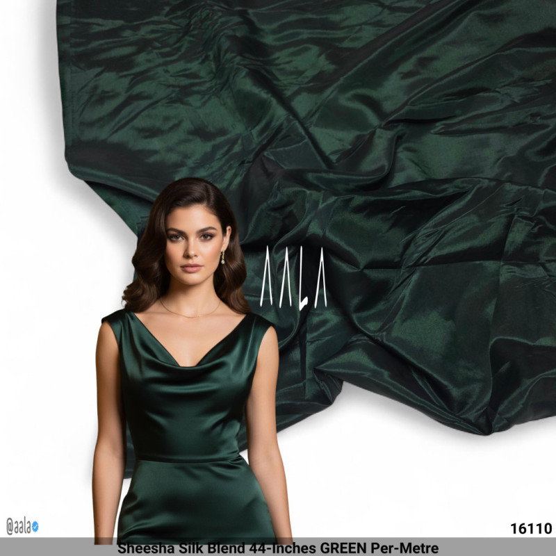 Sheesha Silk Blend 44-Inches GREEN Per-Metre