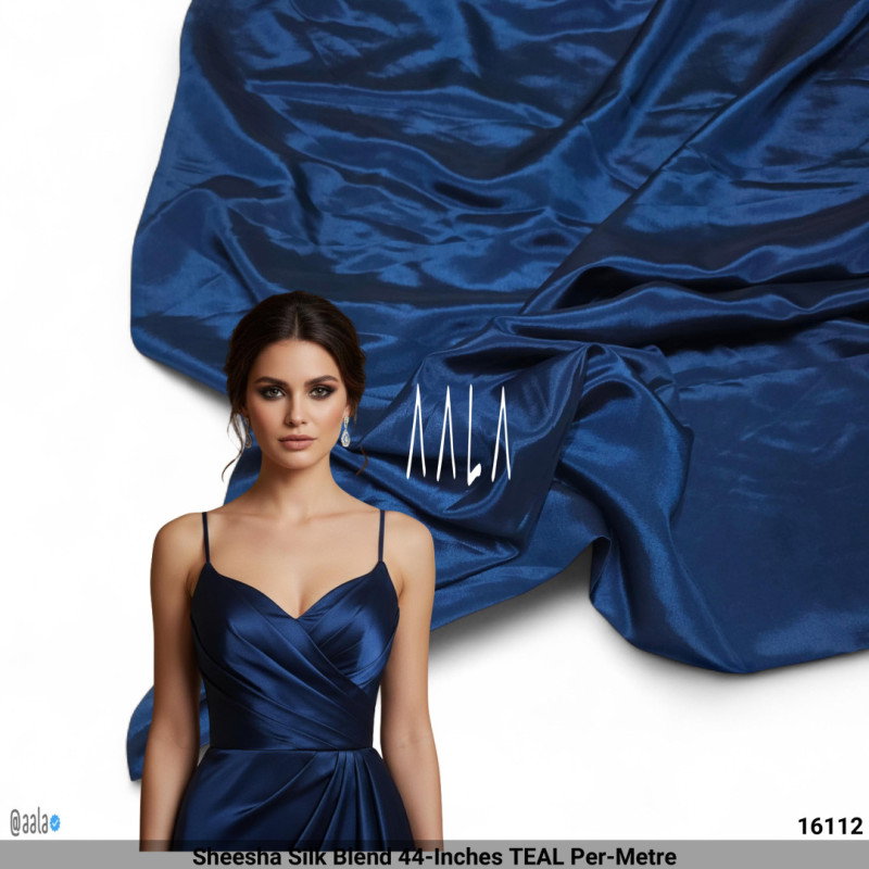 Sheesha Silk Blend 44-Inches TEAL Per-Metre