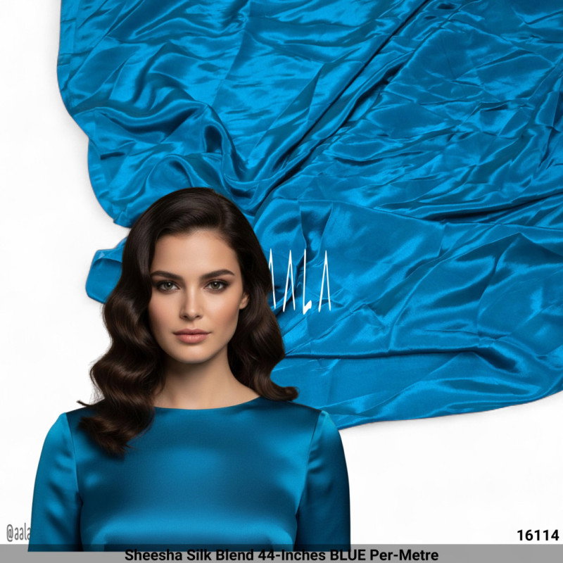 Sheesha Silk Blend 44-Inches BLUE Per-Metre