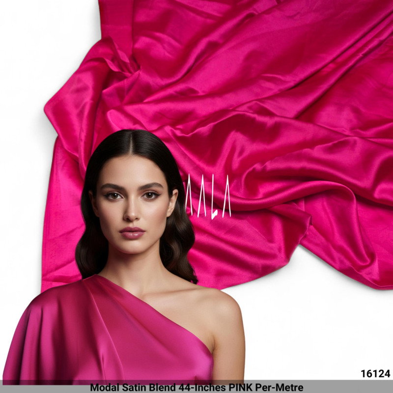 Modal Satin Blend 44-Inches PINK Per-Metre