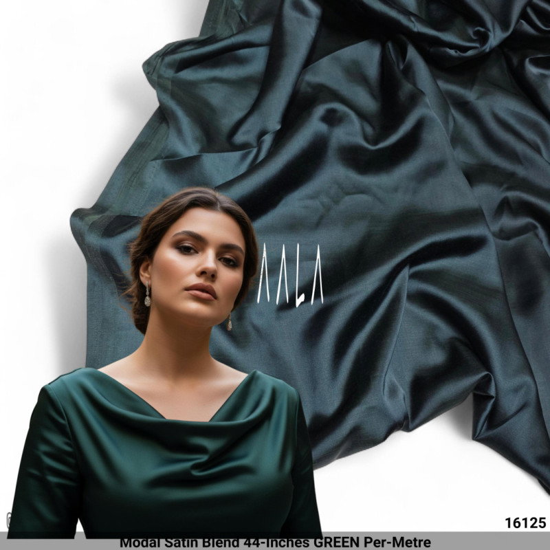 Modal Satin Blend 44-Inches GREEN Per-Metre