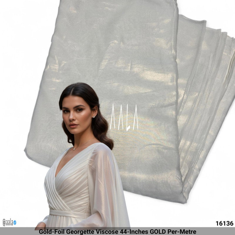 Gold-Foil Georgette Viscose 44-Inches GOLD Per-Metre