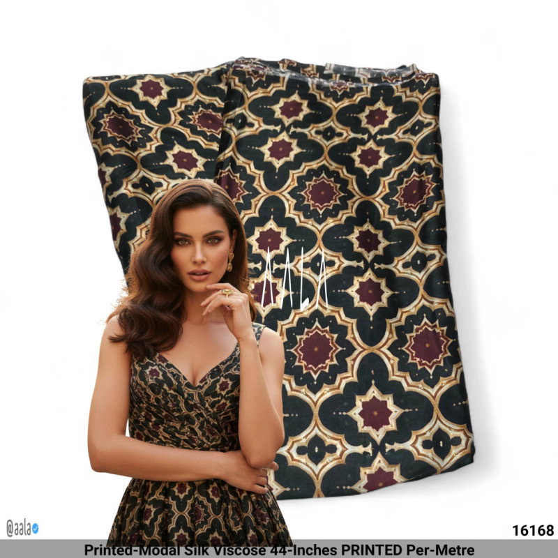 Printed-Modal Silk Viscose 44-Inches PRINTED Per-Metre