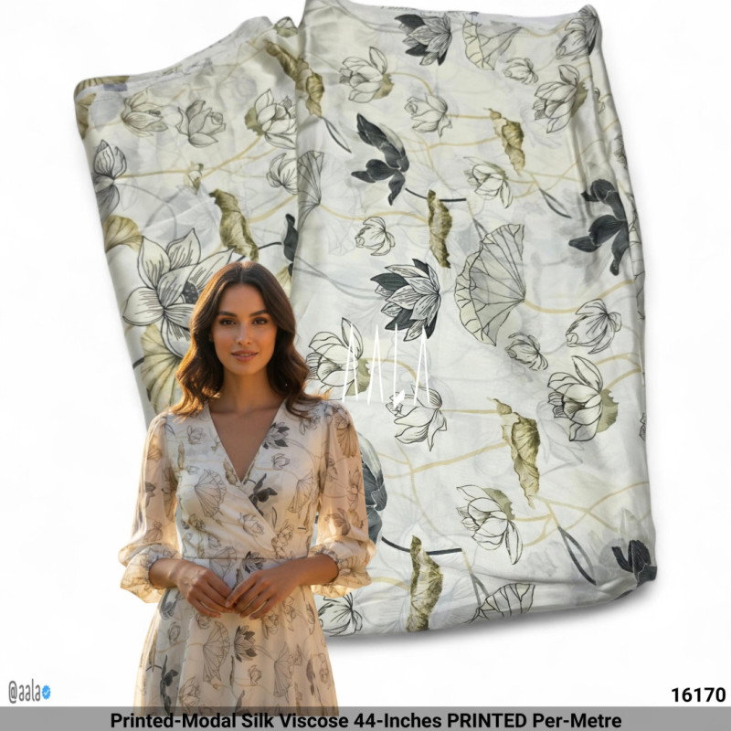 Printed-Modal Silk Viscose 44-Inches PRINTED Per-Metre