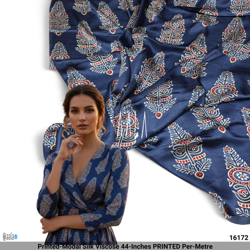 Printed-Modal Silk Viscose 44-Inches PRINTED Per-Metre