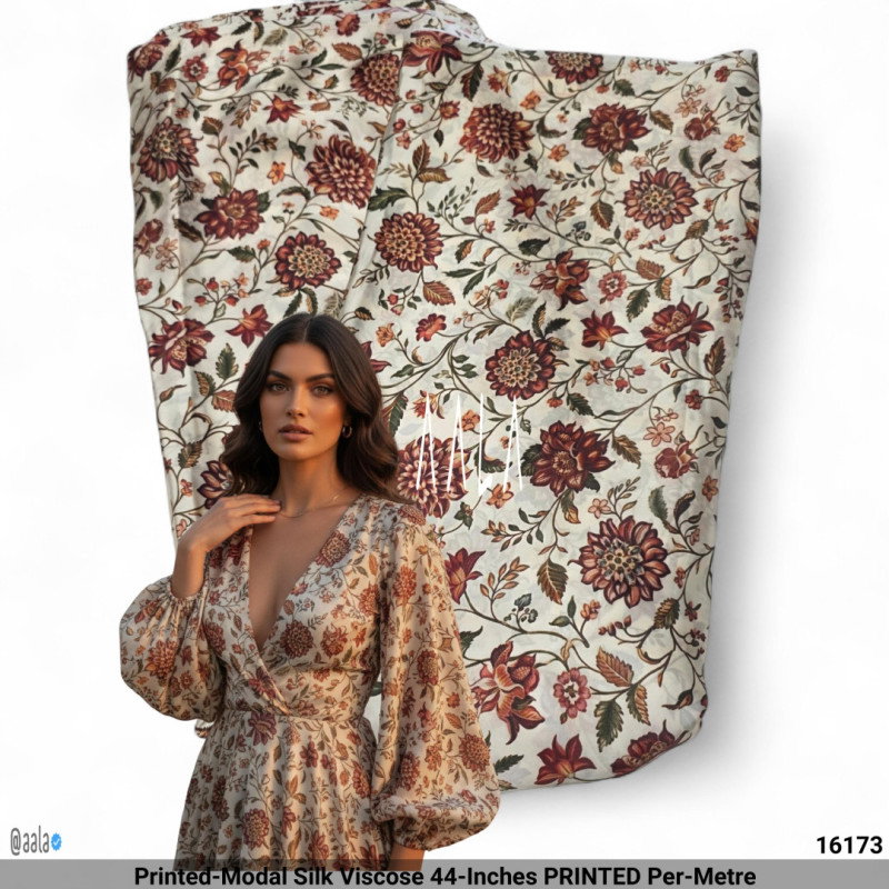 Printed-Modal Silk Viscose 44-Inches PRINTED Per-Metre