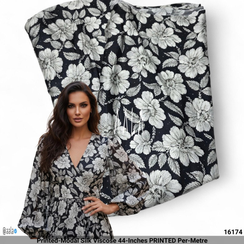 Printed-Modal Silk Viscose 44-Inches PRINTED Per-Metre