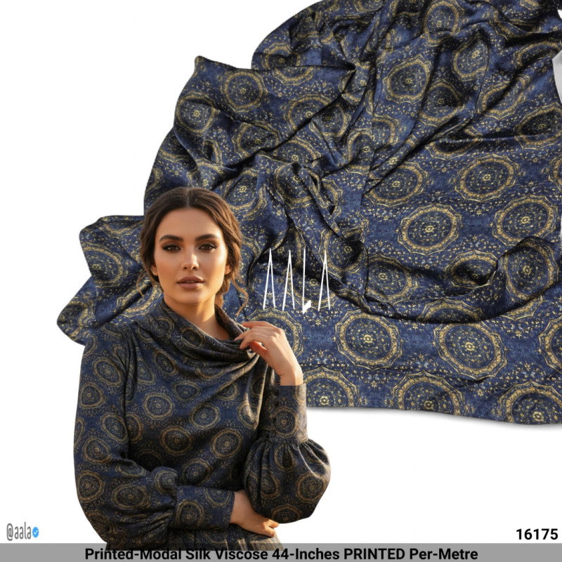 Printed-Modal Silk Viscose 44-Inches PRINTED Per-Metre