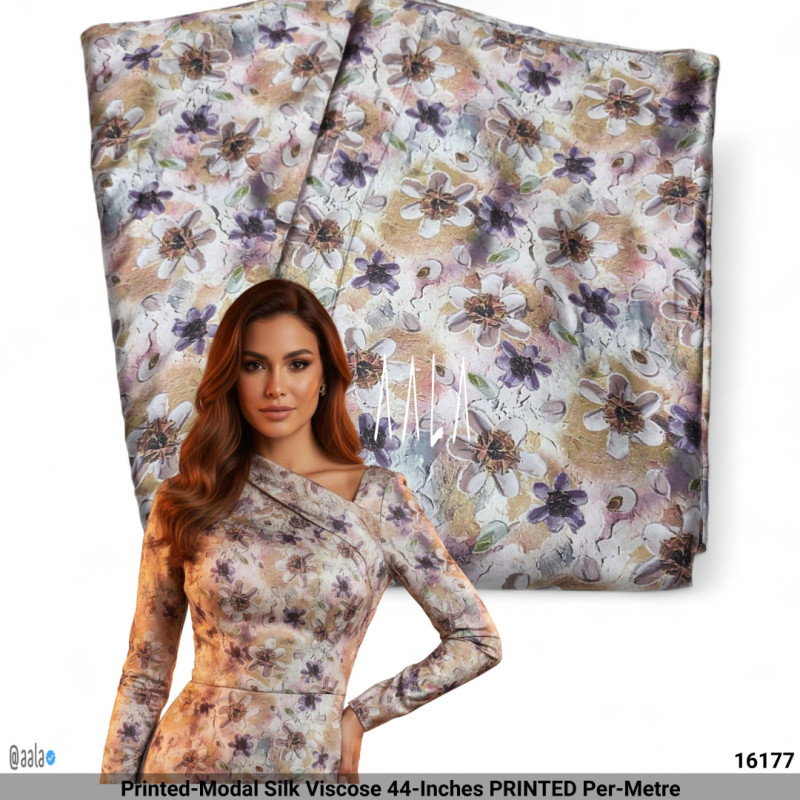 Printed-Modal Silk Viscose 44-Inches PRINTED Per-Metre