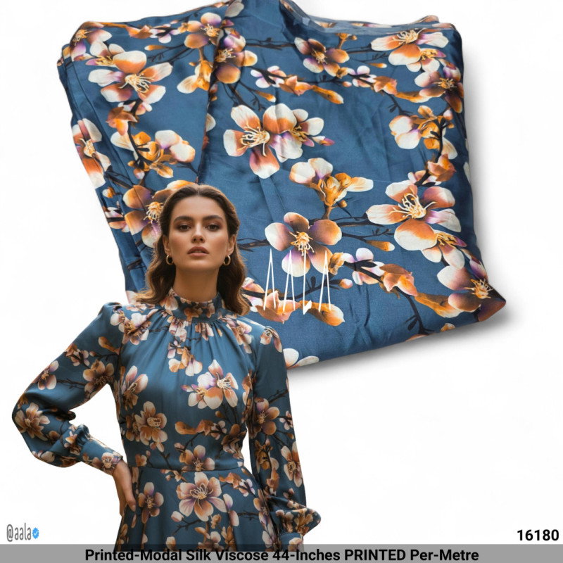 Printed-Modal Silk Viscose 44-Inches PRINTED Per-Metre