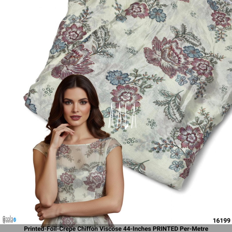 Printed-Foil-Crepe Chiffon Viscose 44-Inches PRINTED Per-Metre