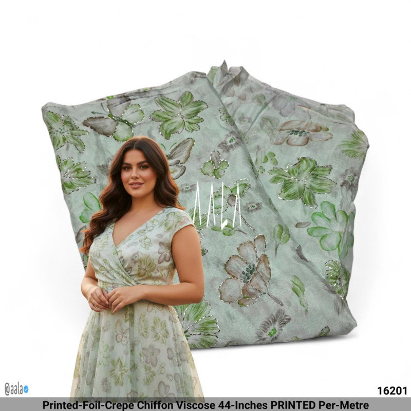 Printed-Foil-Crepe Chiffon Viscose 44-Inches PRINTED Per-Metre
