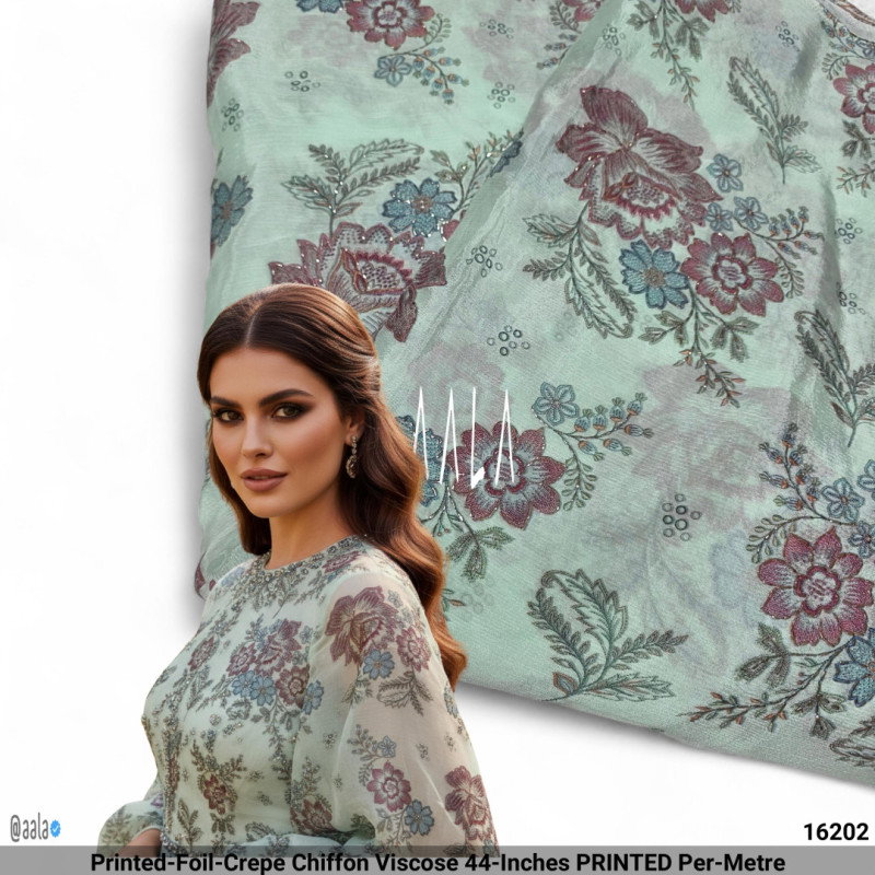 Printed-Foil-Crepe Chiffon Viscose 44-Inches PRINTED Per-Metre