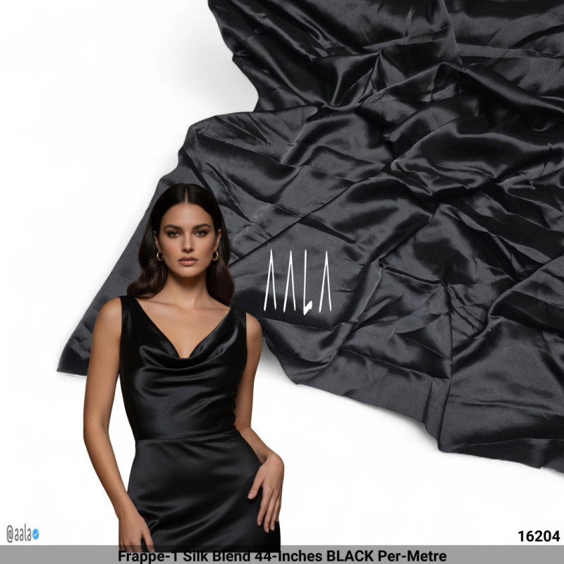 Frappe-1 Silk Blend 44-Inches BLACK Per-Metre