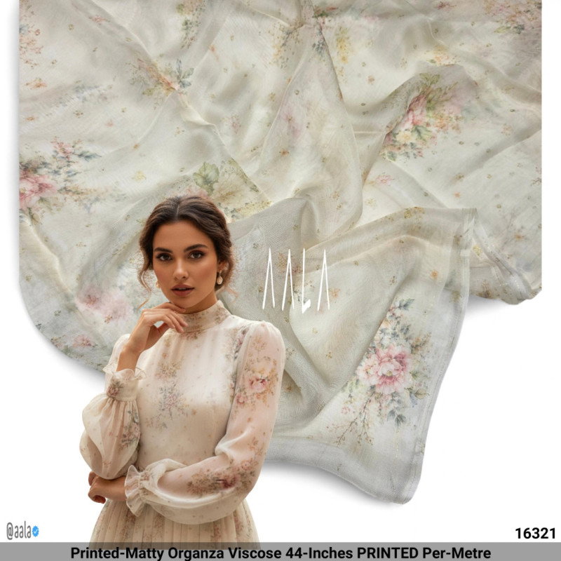 Printed-Matty Organza Viscose 44-Inches PRINTED Per-Metre