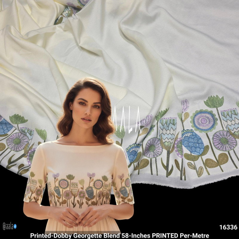 Printed-Dobby Georgette Blend 58-Inches PRINTED Per-Metre