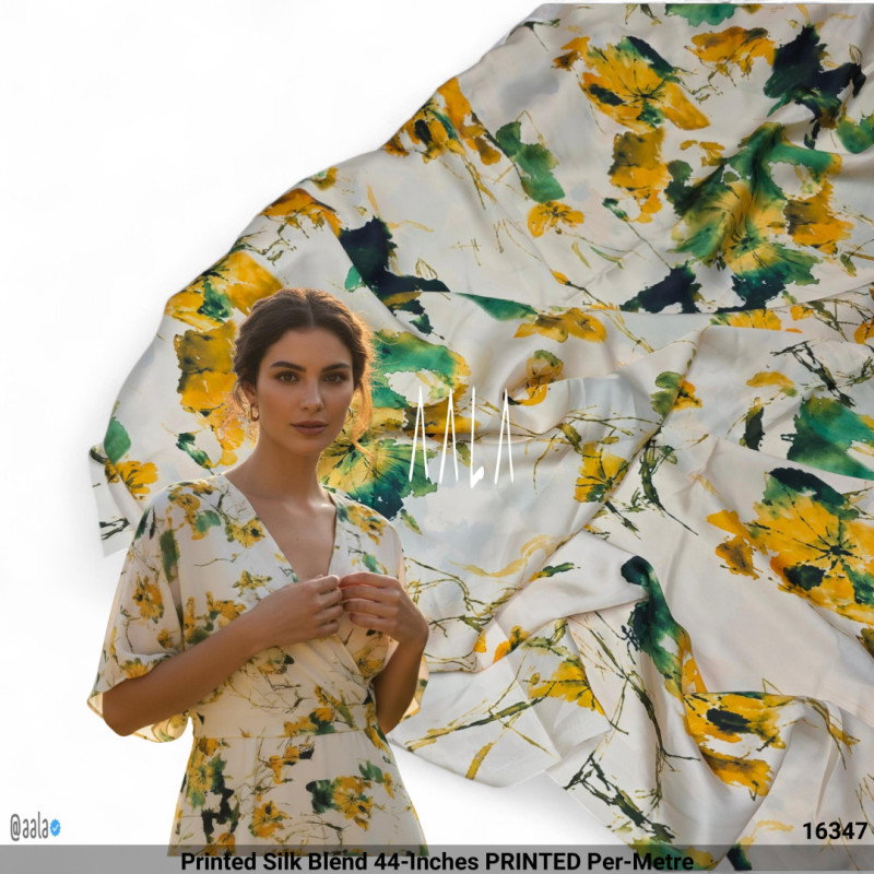 Printed Silk Blend 44-Inches PRINTED Per-Metre