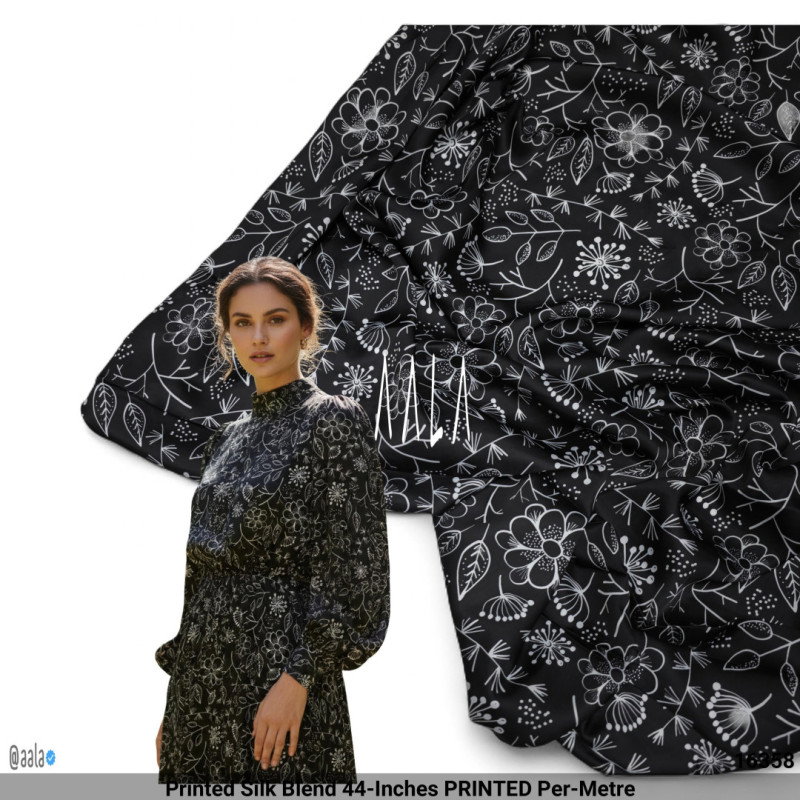 Printed Silk Blend 44-Inches PRINTED Per-Metre