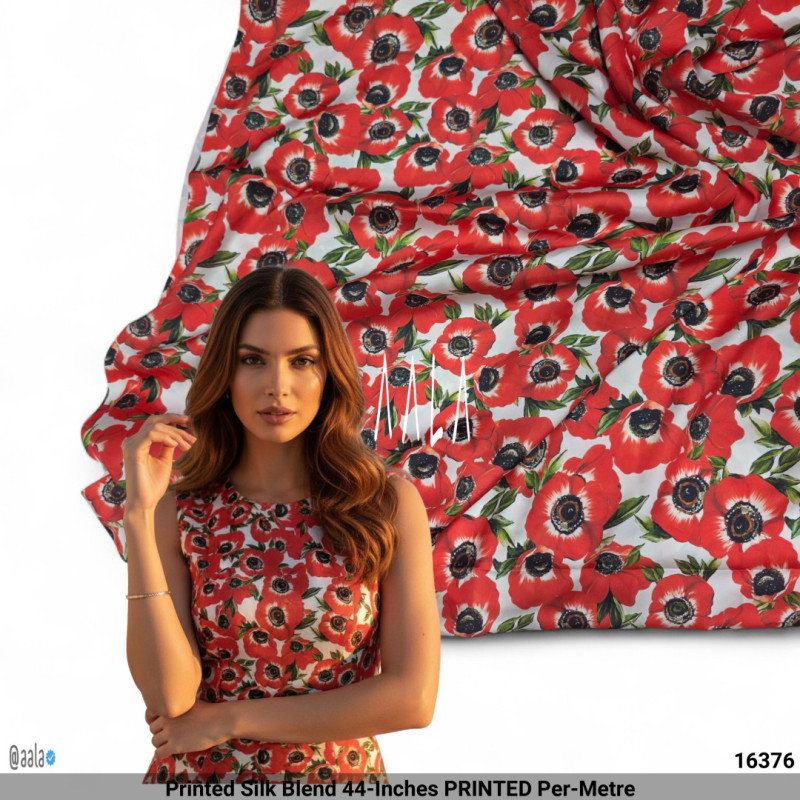 Printed Silk Blend 44-Inches PRINTED Per-Metre