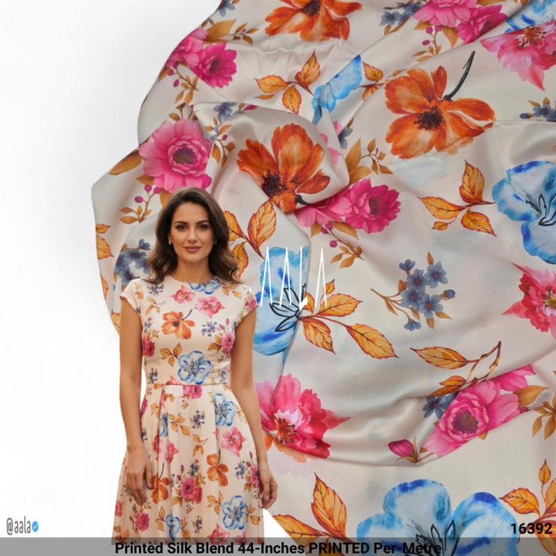Printed Silk Blend 44-Inches PRINTED Per-Metre