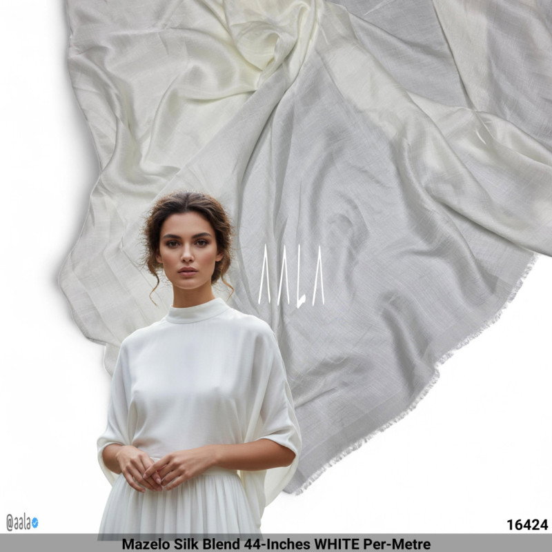 Mazelo Silk Blend 44-Inches WHITE Per-Metre
