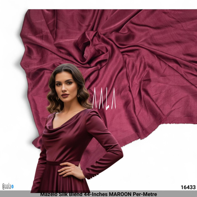 Mazelo Silk Blend 44-Inches MAROON Per-Metre