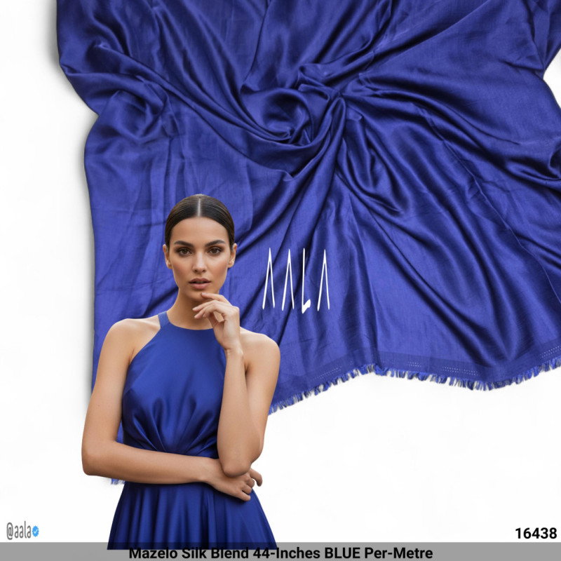 Mazelo Silk Blend 44-Inches BLUE Per-Metre