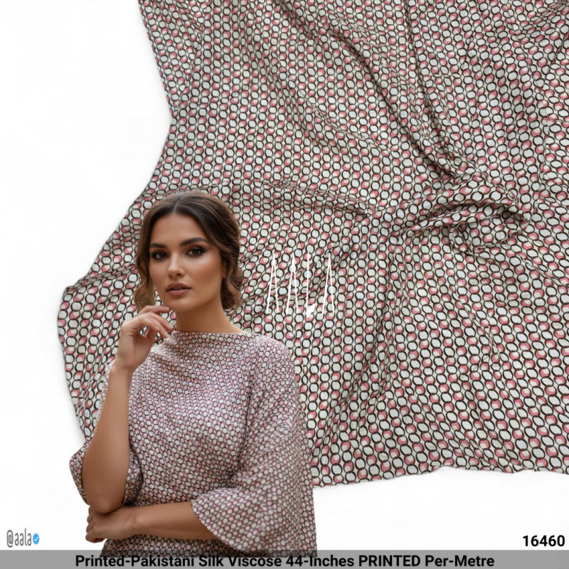 Printed-Pakistani Silk Viscose 44-Inches PRINTED Per-Metre