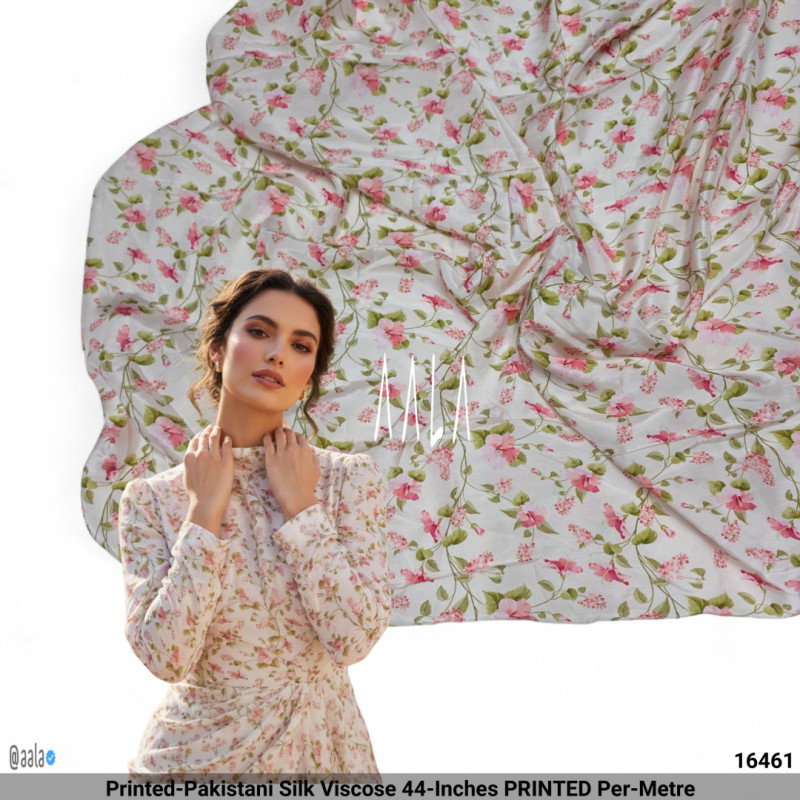 Printed-Pakistani Silk Viscose 44-Inches PRINTED Per-Metre