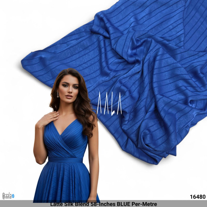 Latte Silk Blend 58-Inches BLUE Per-Metre