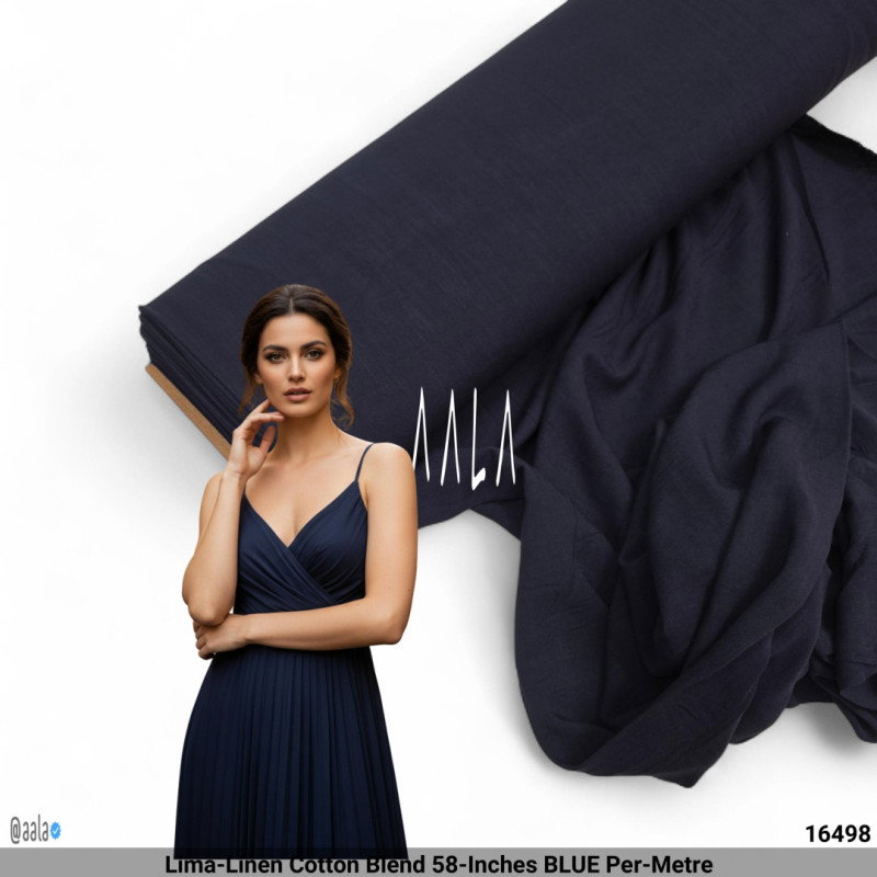 Lima-Linen Cotton Blend 58-Inches BLUE Per-Metre