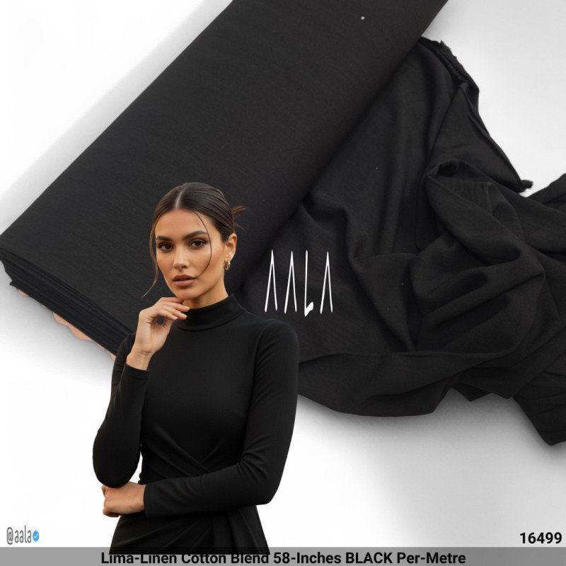 Lima-Linen Cotton Blend 58-Inches BLACK Per-Metre