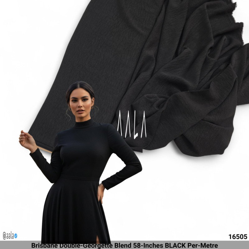 Brisbane Double-Georgette Blend 58-Inches BLACK Per-Metre