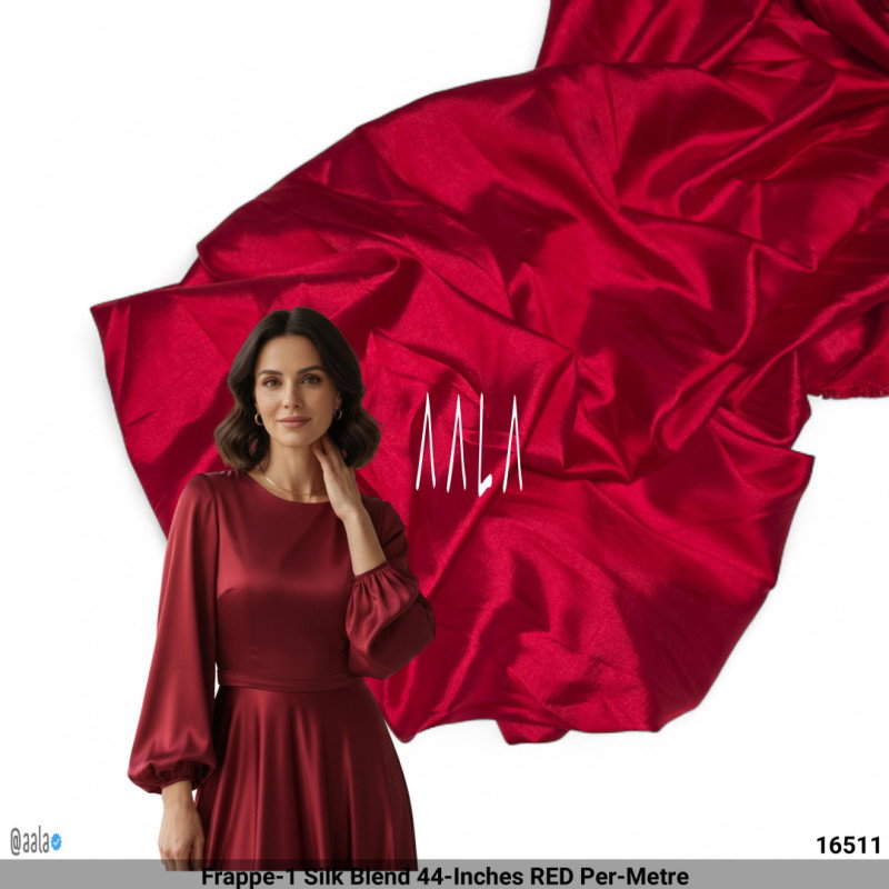 Frappe-1 Silk Blend 44-Inches RED Per-Metre