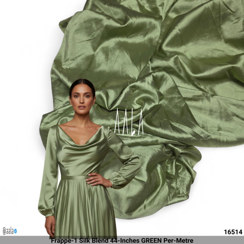 Frappe-1 Silk Blend 44-Inches GREEN Per-Metre