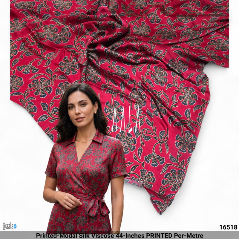 Printed-Modal Silk Viscose 44-Inches PRINTED Per-Metre