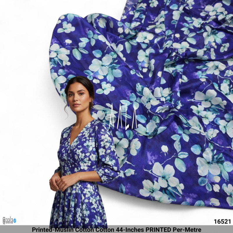 Printed-Muslin Cotton Cotton 44-Inches PRINTED Per-Metre