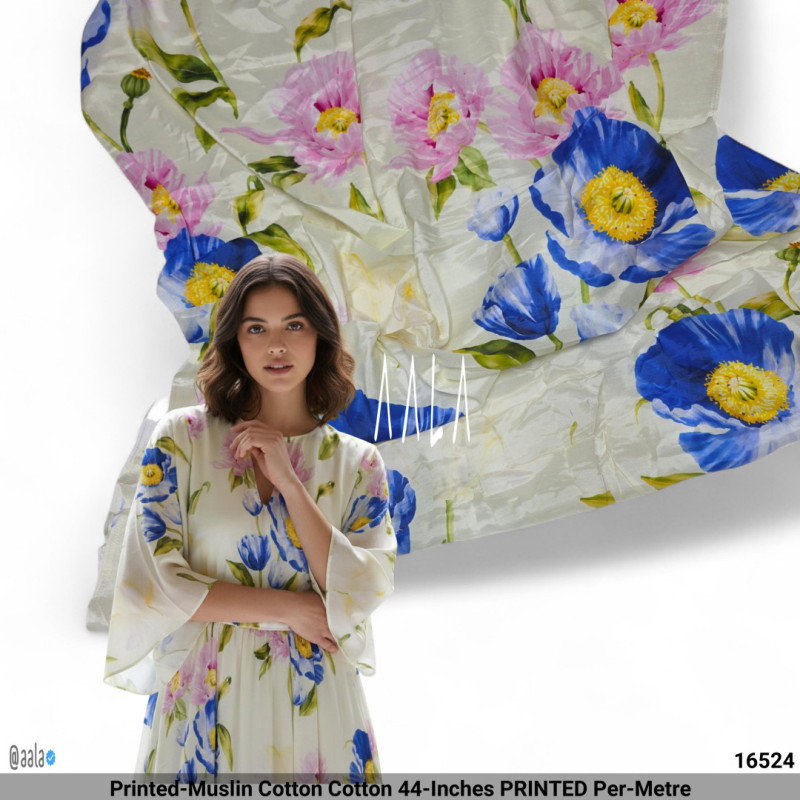Printed-Muslin Cotton Cotton 44-Inches PRINTED Per-Metre
