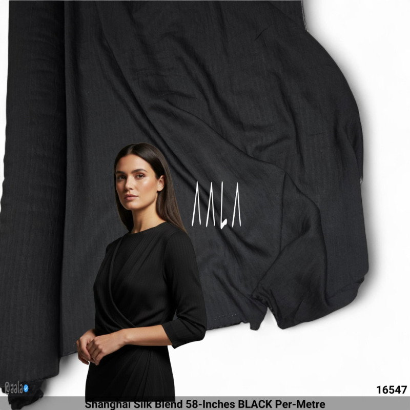 Shanghai Silk Blend 58-Inches BLACK Per-Metre