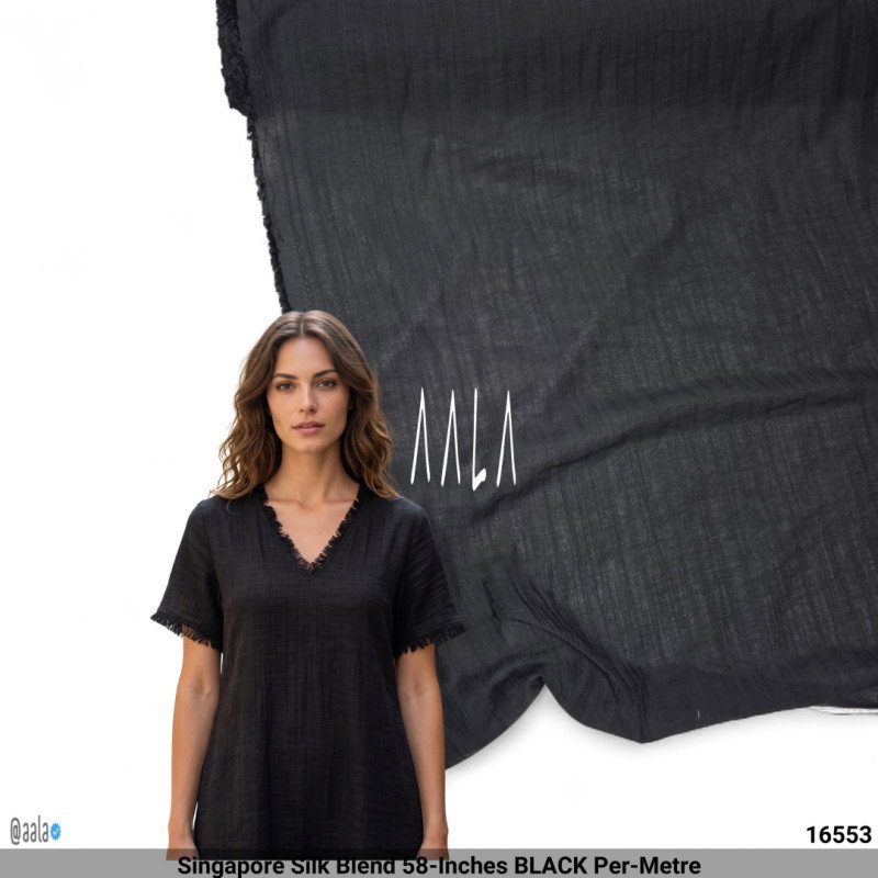 Singapore Silk Blend 58-Inches BLACK Per-Metre