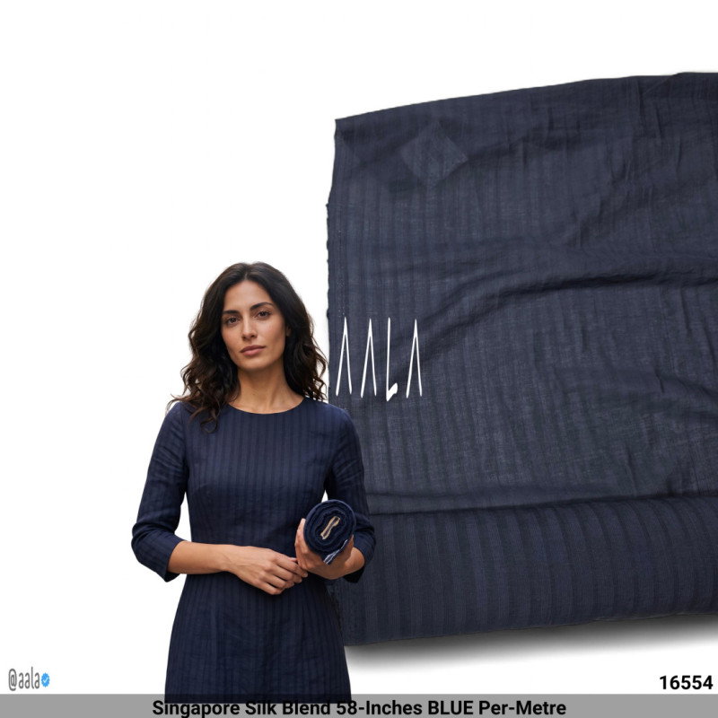 Singapore Silk Blend 58-Inches BLUE Per-Metre