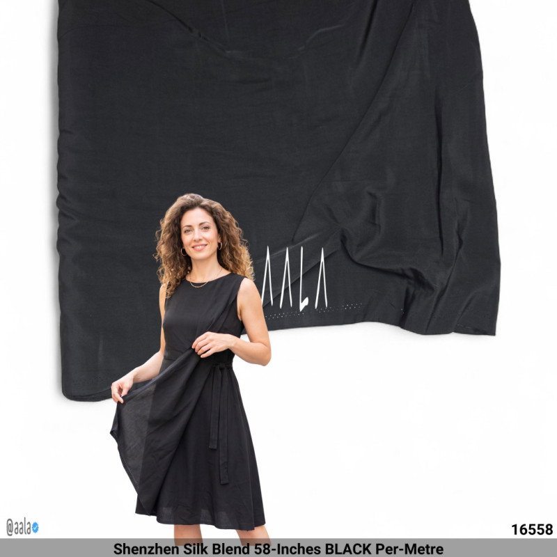 Shenzhen Silk Blend 58-Inches BLACK Per-Metre