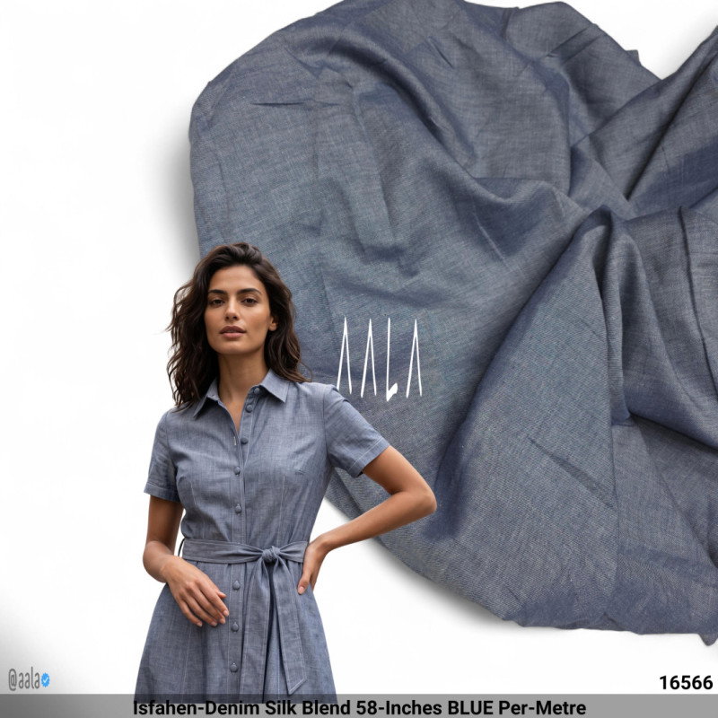 Isfahen-Denim Silk Blend 58-Inches BLUE Per-Metre
