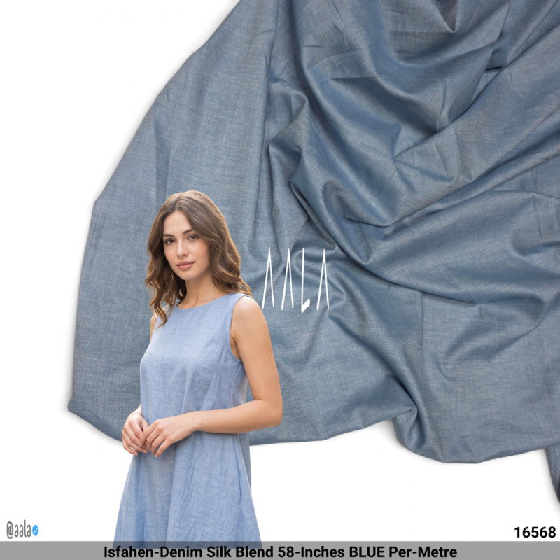 Isfahen-Denim Silk Blend 58-Inches BLUE Per-Metre