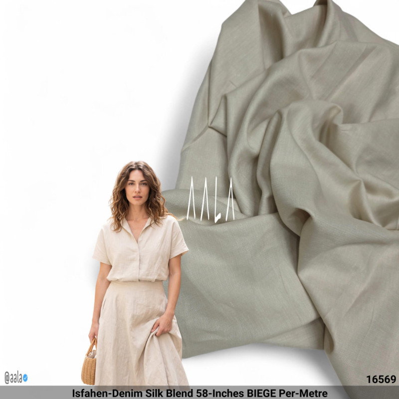 Isfahen-Denim Silk Blend 58-Inches BIEGE Per-Metre