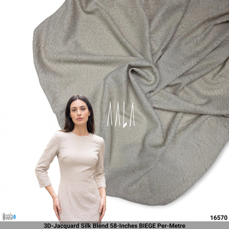 3D-Jacquard Silk Blend 58-Inches BIEGE Per-Metre